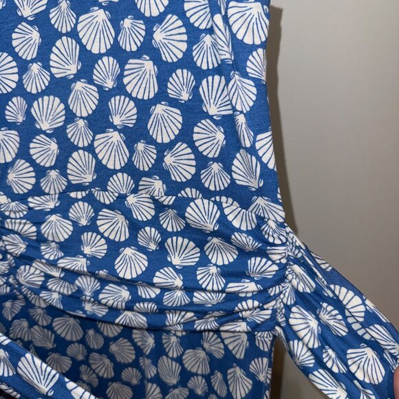 Hobbs London Blue & White Shell Print Sleeveless Dress Womens Size 14 - Picture 7 of 8